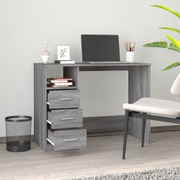 vidaXL Bureau met lades 102x50x76 cm bewerkt hout grijs sonoma eiken