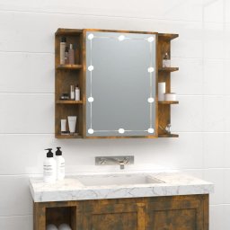 vidaXL Spiegelkast met LED-verlichting 70x16,5x60 cm gerookt eiken