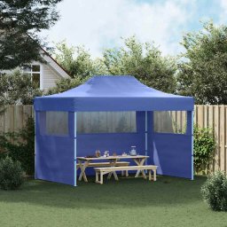 vidaXL Partytent met 3 zijwanden inklapbaar 3x4 m staal blauw