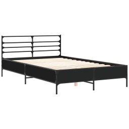 vidaXL Bedframe bewerkt hout metaal zwart 120x200 cm