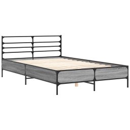 vidaXL Bedframe bewerkt hout metaal grijs sonoma eiken 120x200 cm
