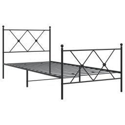vidaXL Bedframe met hoofd- en voeteneinde metaal zwart 90x190 cm
