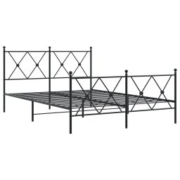 vidaXL Bedframe met hoofd- en voeteneinde metaal zwart 137x190 cm