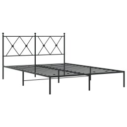 vidaXL Bedframe met hoofdbord metaal zwart 140x190 cm