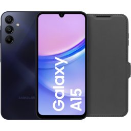 Samsung Galaxy A15 128GB Zwart 5G + BlueBuilt Book Case Zwart