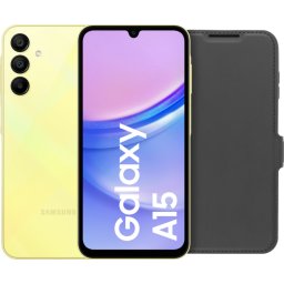 Samsung Galaxy A15 128GB Geel 4G + BlueBuilt Book Case Zwart