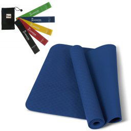 Thuissport Pakket - Yogamat Blauw + Weerstandsbanden