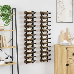 vidaXL Wijnrekken wandmontage voor 12 flessen 2 st ijzer zwart