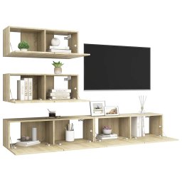 vidaXL 4-delige Tv-meubelset bewerkt hout sonoma eikenkleurig