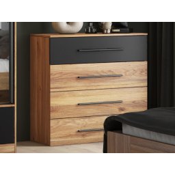 Commode BETHUNE 4 lades mauvella eik/zwart