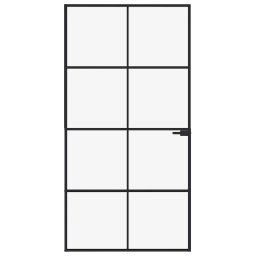 vidaXL Binnendeur 102x201,5 cm gehard glas en aluminium smal zwart