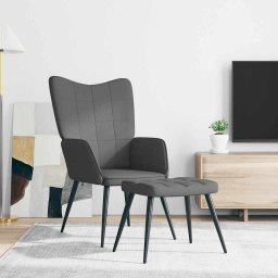 vidaXL Relaxstoel met voetenbank stof donkergrijs
