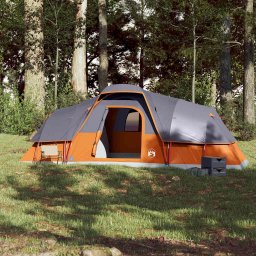 vidaXL Koepeltent 11-persoons waterdicht grijs en oranje