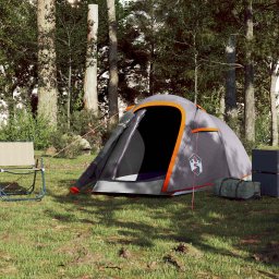 vidaXL Tunneltent 2-persoons waterdicht grijs en oranje