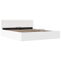 vidaXL Bedframe met opslag hydraulisch LED kunstleer wit 180x200 cm
