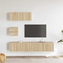 vidaXL 4-delige Tv-meubelset bewerkt hout sonoma eikenkleurig