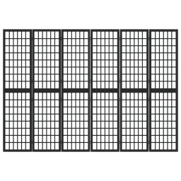 vidaXL Kamerscherm inklapbaar 6 panelen Japanse stijl 240x170 cm zwart