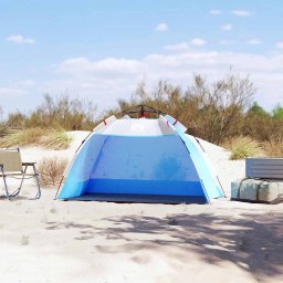 vidaXL Strandtent 2-persoons waterdicht snelontgrendeling azuurblauw