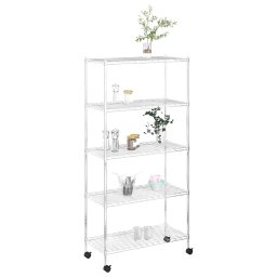 vidaXL Opbergrek 5-laags met wielen 250 kg 75x35x155 cm chroomkleurig