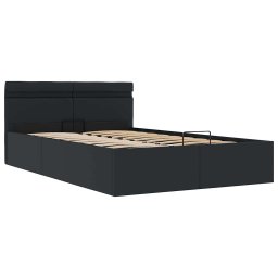 vidaXL Bedframe met opslag hydraulisch LED kunstleer zwart 120x200 cm