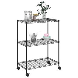 vidaXL Opbergrek met wielen 3-laags 60x35x81 cm 150 kg zwart