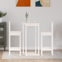 vidaXL 3-delige Barset massief grenenhout wit