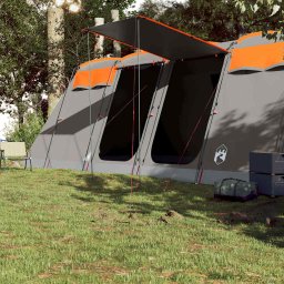 vidaXL Tunneltent 8-persoons waterdicht grijs en oranje