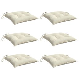 vidaXL Stoelkussens 6 st 40x40x7 cm stof crèmewit