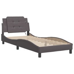 vidaXL Bedframe met LED zonder matras "Zadar" grijs 100x200 cm
