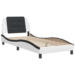 vidaXL Bedframe zonder matras "Zadar" kunstleer wit en zwart 90x200 cm