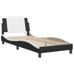 vidaXL Bedframe met LED zonder matras "Zadar" zwart en wit 80x200 cm