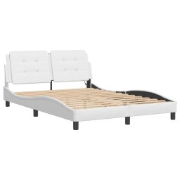 vidaXL Bedframe met LED zonder matras "Zadar" wit 140x190 cm