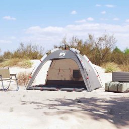 vidaXL Strandtent 2-persoons waterdicht snelontgrendeling grijs