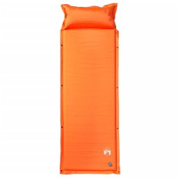 vidaXL Kampeermatras met kussen zelfopblazend 1-persoons oranje