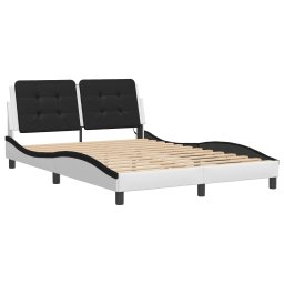 vidaXL Bedframe met LED zonder matras "Zadar" wit en zwart 140x200 cm