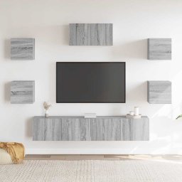 vidaXL 7-delige Tv-meubelset bewerkt hout grijs sonoma eikenkleurig