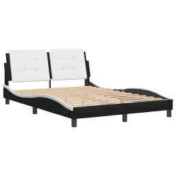 vidaXL Bedframe zonder matras "Zadar" kunstleer zwart en wit 140x200 cm