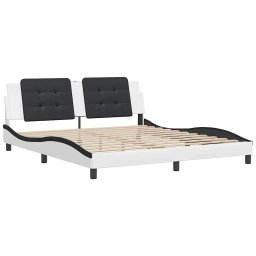 vidaXL Bedframe zonder matras "Zadar" kunstleer wit en zwart 180x200 cm