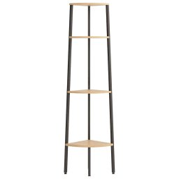vidaXL Hoekkast met 4 lagen lichtbruin en zwart 45,5x31,5x150 cm