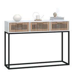vidaXL Wandtafel 105x30x75 cm bewerkt hout en ijzer wit