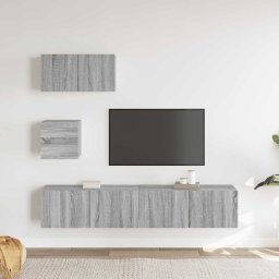 vidaXL 4-delige Tv-meubelset bewerkt hout grijs sonoma eikenkleurig