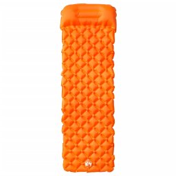 vidaXL Kampeermatras met kussen opblaasbaar 1-persoons oranje