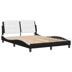 vidaXL Bedframe met LED zonder matras "Zadar" zwart en wit 140x200 cm