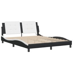 vidaXL Bedframe met LED zonder matras "Zadar" zwart en wit 160x200 cm