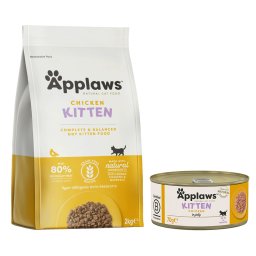 2kg Kitten + 6x70g Kitten Kippenborst Applaws Droog- en Natvoer Kattenvoer