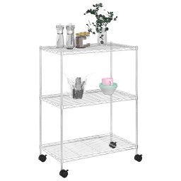 vidaXL Opbergrek met wielen 3-laags 150 kg 60x35x81 cm chroomkleurig