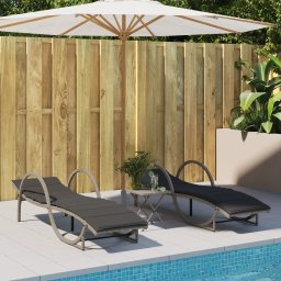 vidaXL Ligbedden 2 st met tafel poly rattan lichtgrijs