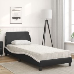 vidaXL Bed met matras "Dover" kunstleer zwart en wit 90x200 cm