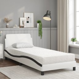vidaXL Bed met matras "Dover" kunstleer zwart en wit 90x200 cm