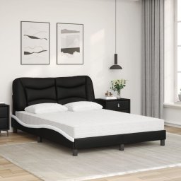 vidaXL Bed met matras "Hvar" kunstleer zwart en wit 120x200 cm